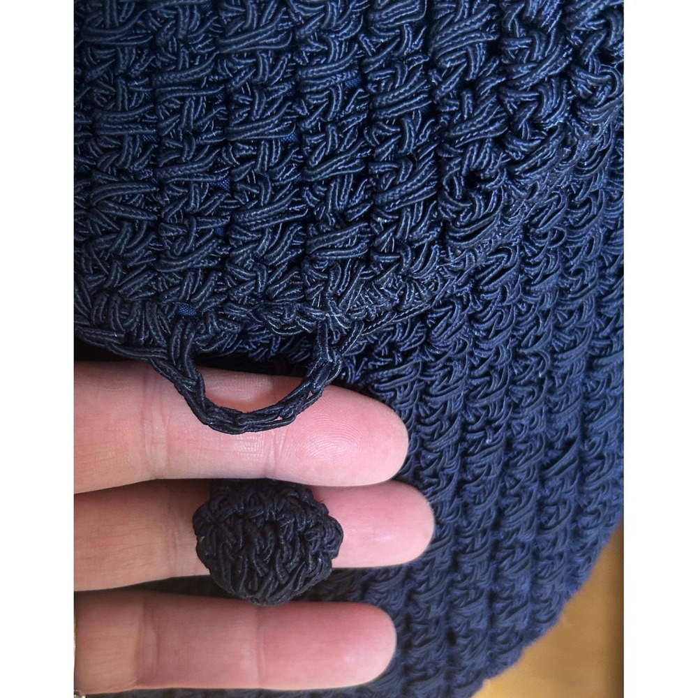 ADG Fashion Imports Crossbody Crochet Satin Lining Navy Blue Boho Vintage